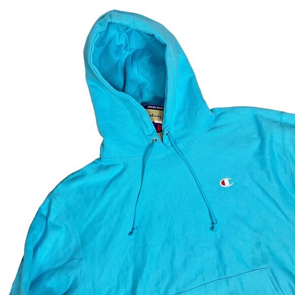 Champion Reverse Weave Hoodie Mens XL Blue Casual Everyday Bright Spring - Picture 7 of 8